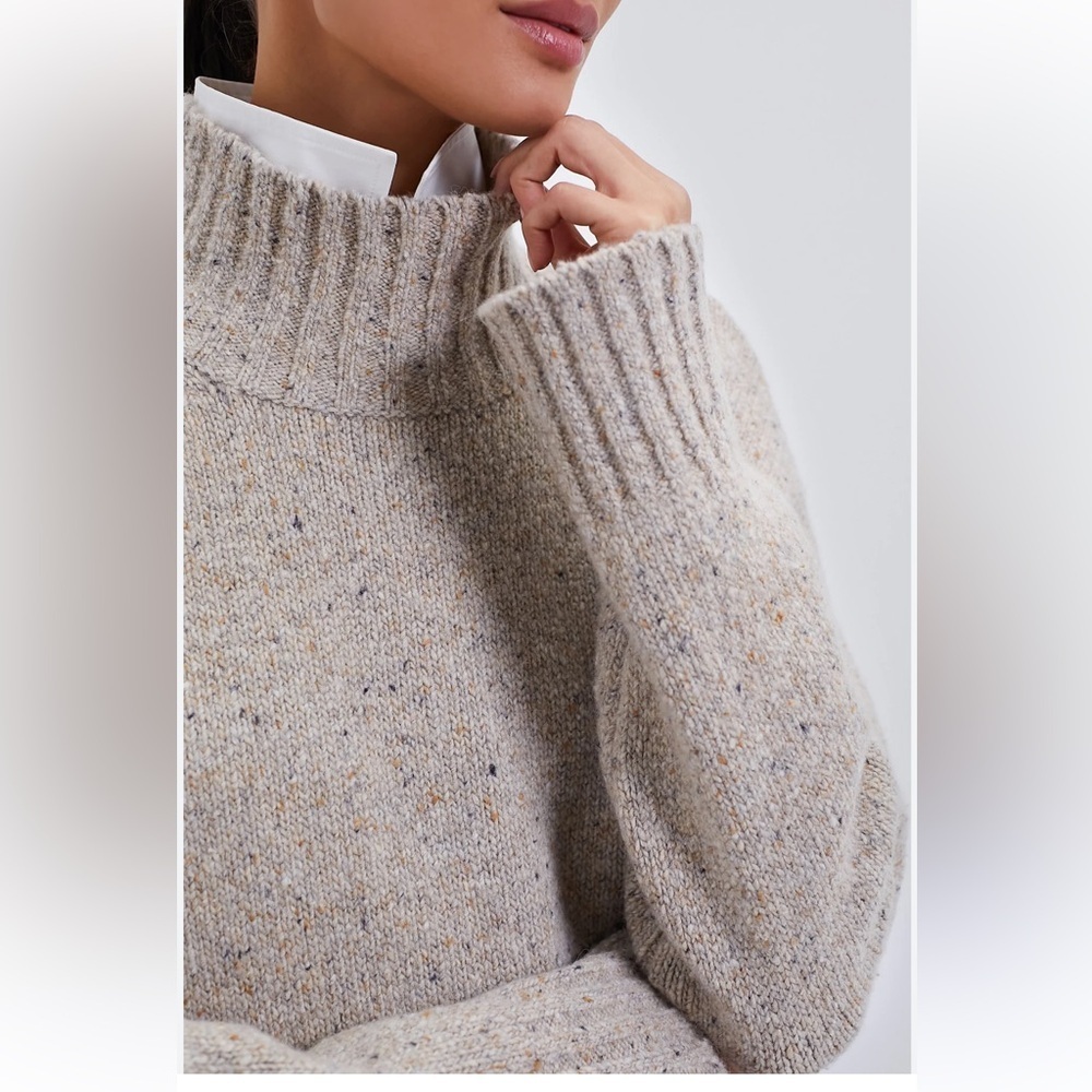 LOFT sz S Marbled Oat Turtleneck Sweater
